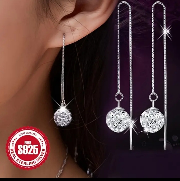 🎄925 Sterling Silver Threader Earrings - Picture 3 of 5